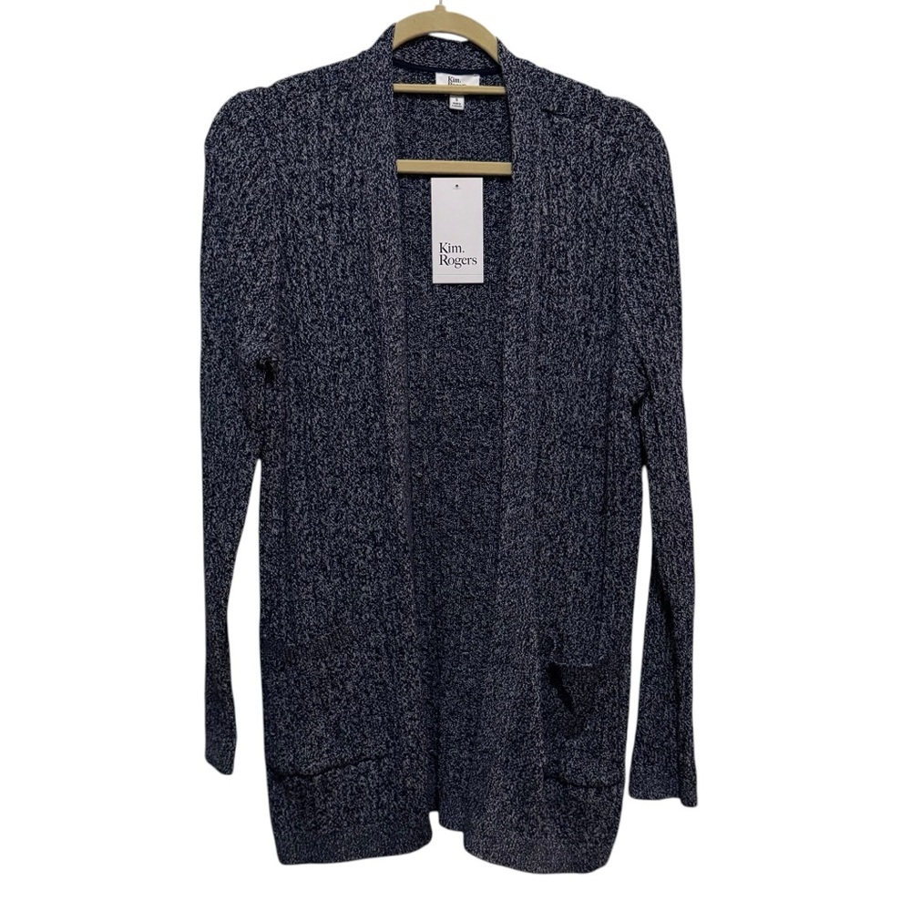 Kim Rogers - Navy / White Knit Cardigan - Size S NWT